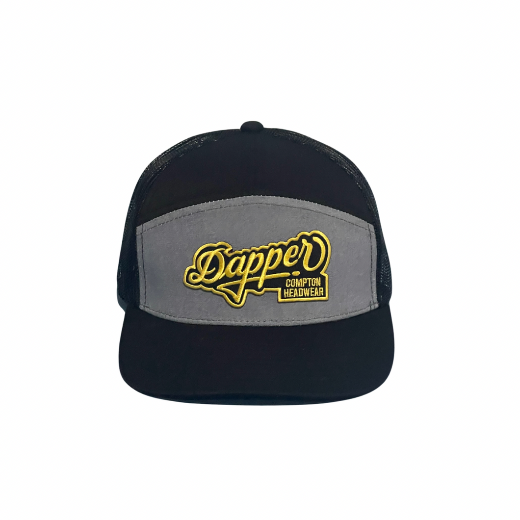 Dapper Camper Trucker Hat (Black/Gray/Yellow)