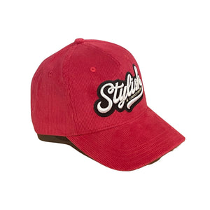 Stylish and Unbothered Red Corduroy Hat