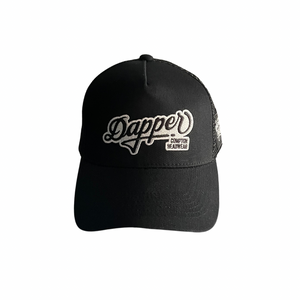 Dapper Trucker Hat (Black/White)