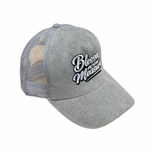 Gray Suede Blessed Beyond Measure Trucker Hat