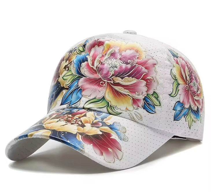 White Floral Hat