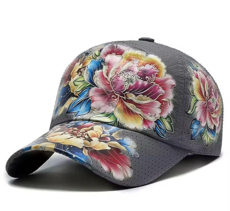 Gray Floral Hat