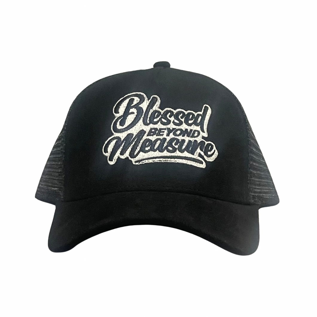 Black Suede Blessed Beyond Measure Trucker Hat