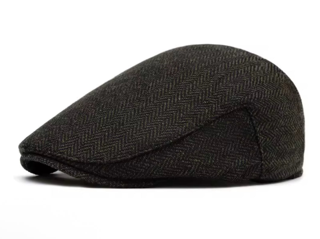Army Green Tweed Herringbone Ivy Hat