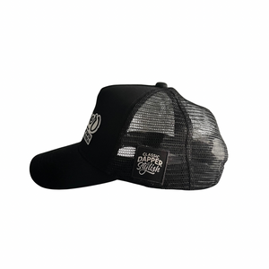 Dapper Trucker Hat (Black/White)