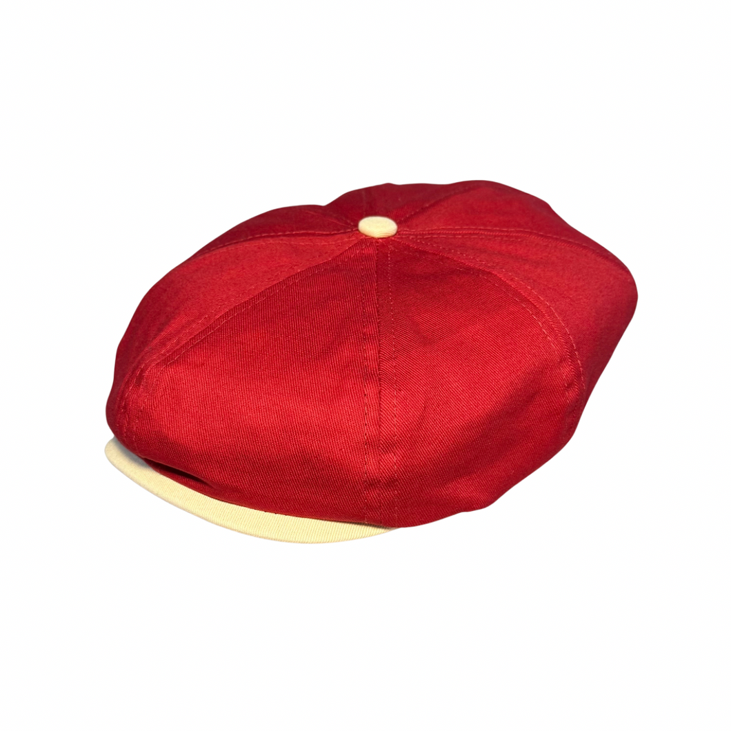 Crimson Red and Cream Newsboy Hat