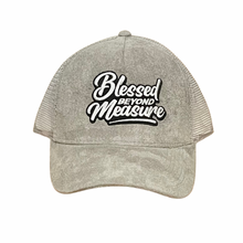 Carregar imagem no visualizador da galeria, Gray Suede Blessed Beyond Measure Trucker Hat
