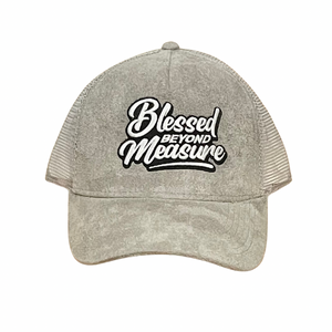 Gray Suede Blessed Beyond Measure Trucker Hat
