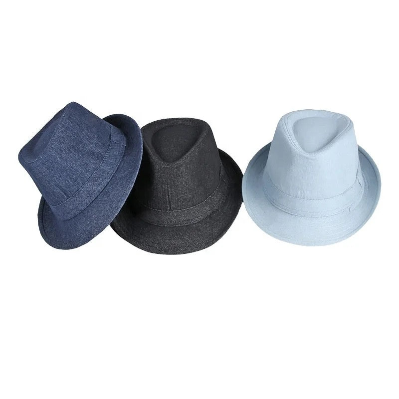 Dark Blue Denim Trilby Fedora – Compton Headwear