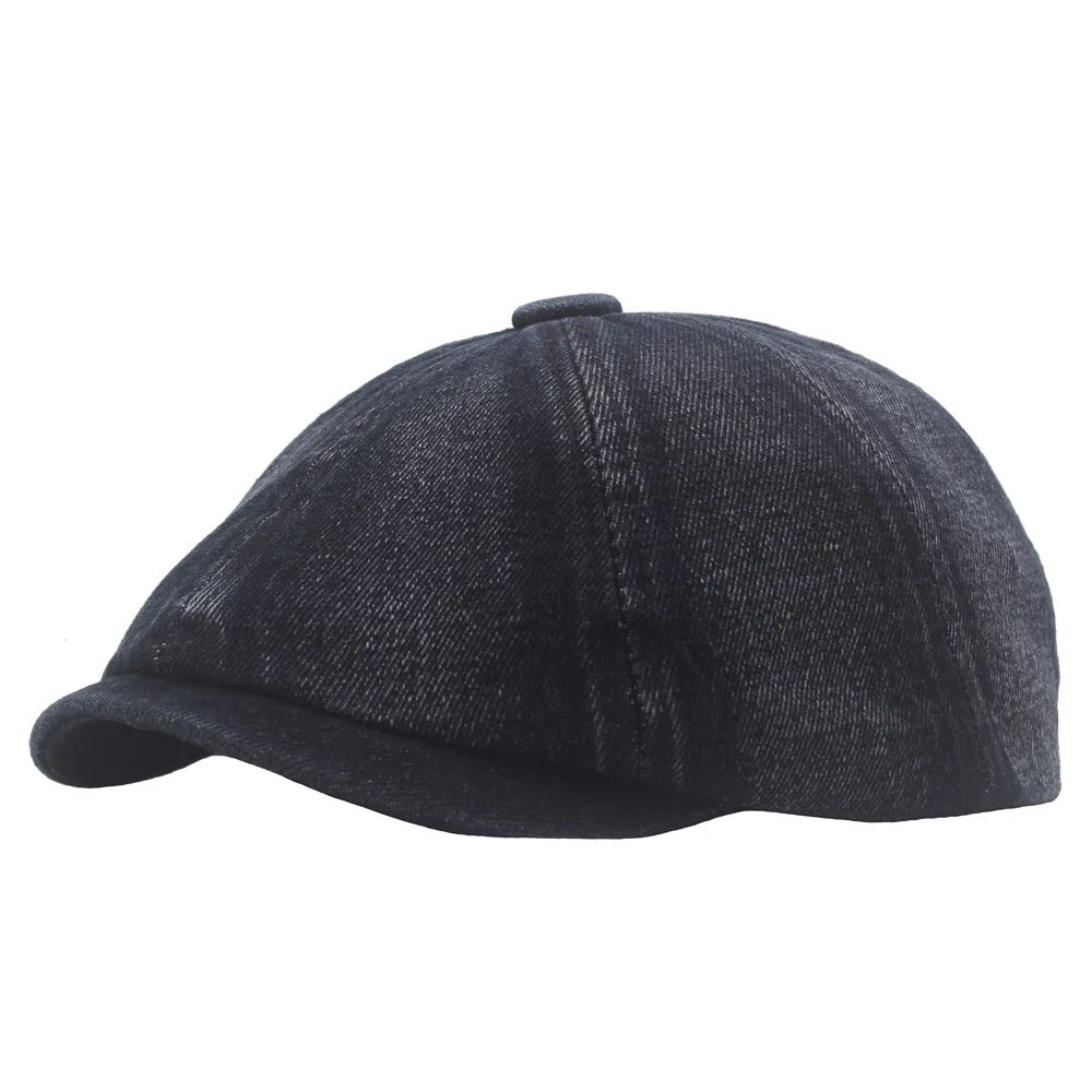 Black Denim Newsboy Hat