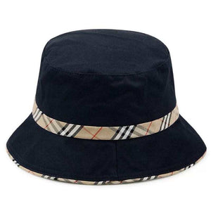Chapeau bob noir avec bordure à carreaux