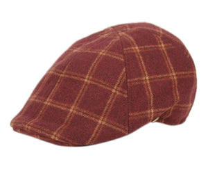 Burgundy Plaid Wool Blend Duckbill Hat
