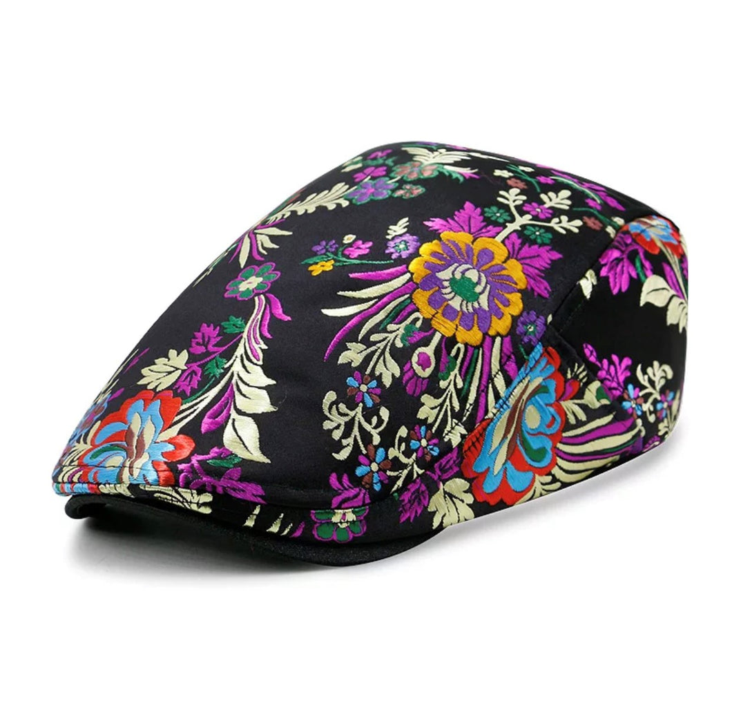 Sombrero de hiedra floral negro 1