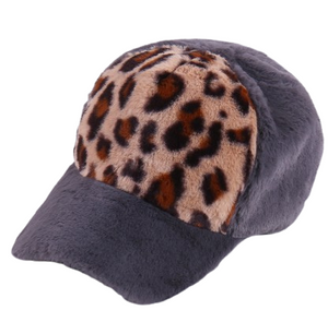 Faux Fur Leopard Print Hat