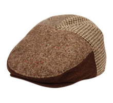 Load image into Gallery viewer, Brown Herringbone/Houndstooth Wool Ivy Hat (w/ fleece earflap and lining)
