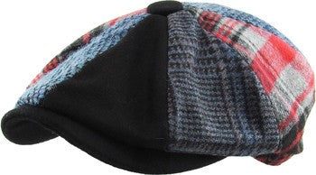 Black Multicolor Panel Newsboy Hat (L/XL)