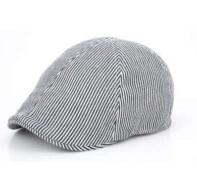 Black Pinstripe Cabbie Hat