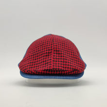 Load image into Gallery viewer, Two-Tone Red Houndstooth/Denim Blue Newsboy Hat (On-Sale)
