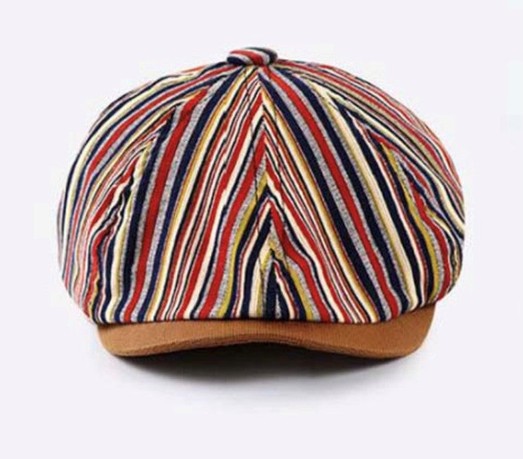 Light Weight Multicolor Striped Newsboy Hat