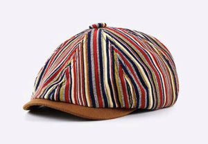 Light Weight Multicolor Striped Newsboy Hat