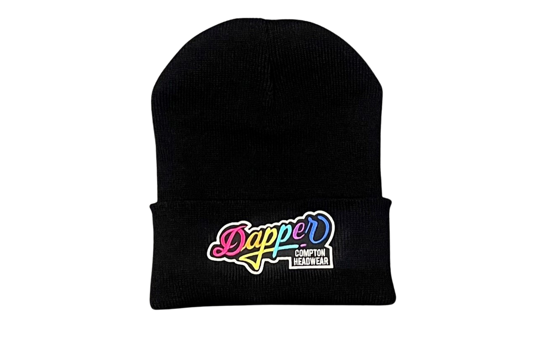 Dapper Beanie (Black w/ Multicolored Logo)