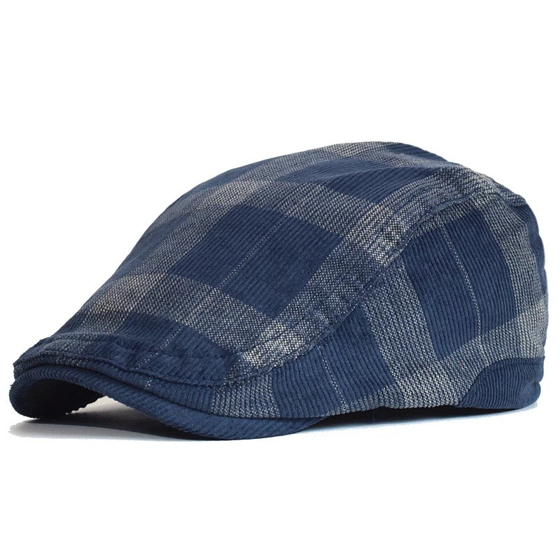 Blue Corduroy Plaid Ivy Hat