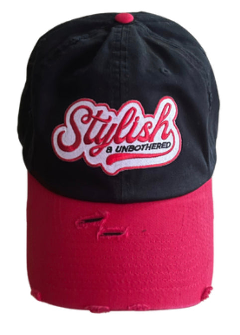 Stylish and Unbothered Hat (Red and Black)