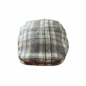 Wool Gray and Sky Blue Plaid Ivy Hat