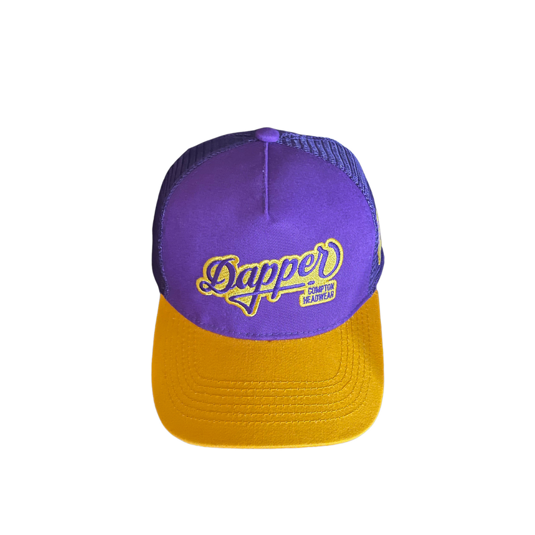 Chapeau de camionneur Dapper (violet et jaune)