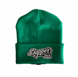 Green Dapper Beanie (White Logo)