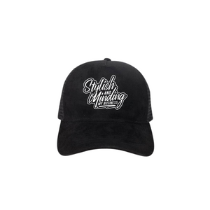 Stylish And Minding My Business Suede Trucker Hat (Black)