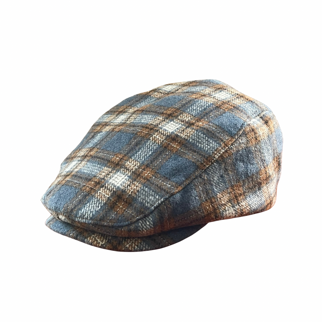 Wool Blue and Tan Plaid Ivy Hat