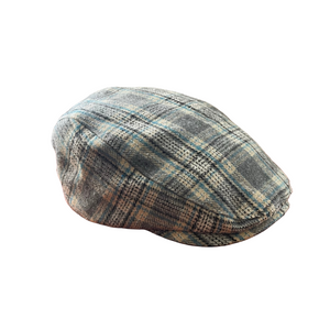 Wool Gray and Sky Blue Plaid Ivy Hat