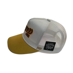 Dapper Trucker Hat (White & Gold)