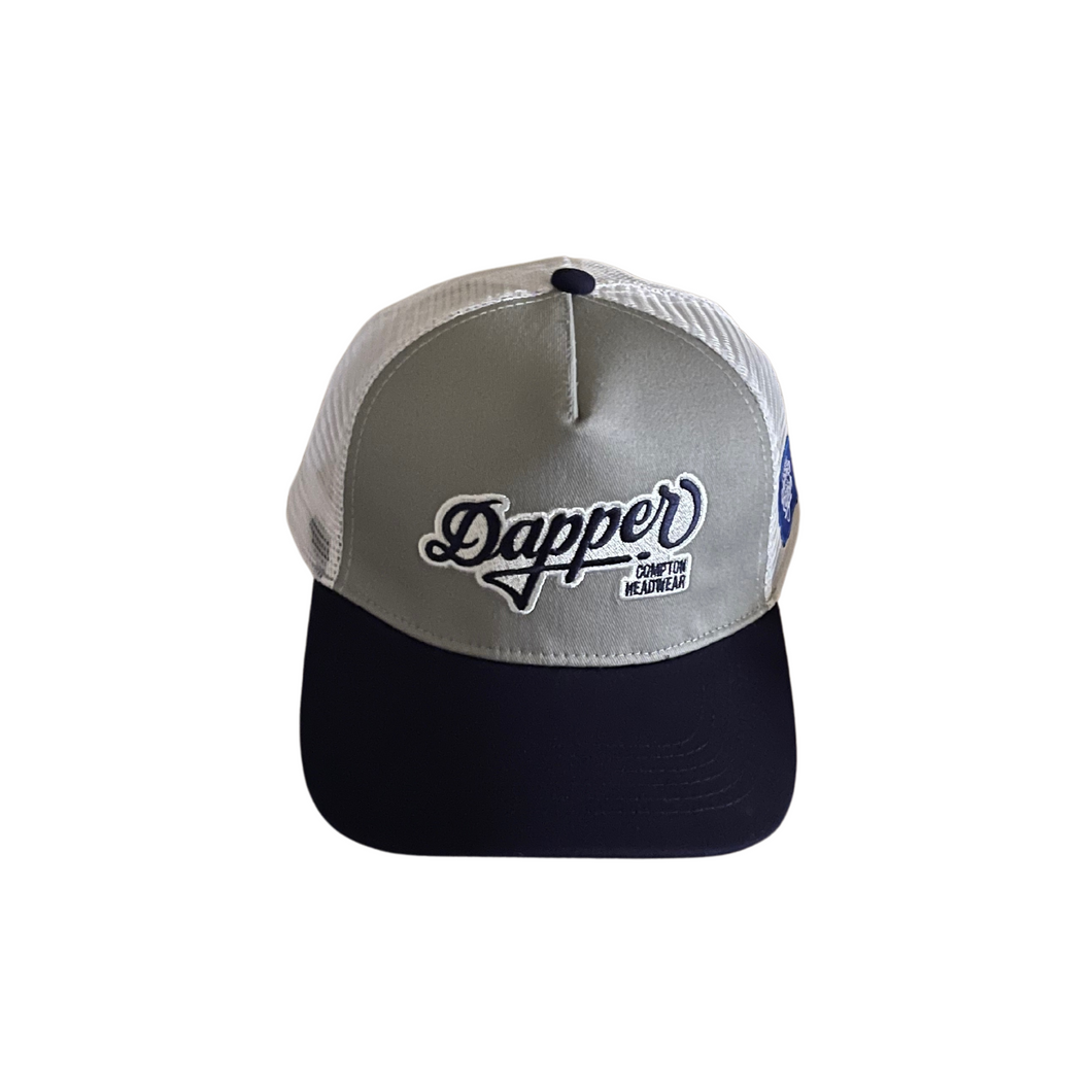 Dapper Trucker Hat (Gray/Blue/White)