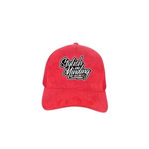 Stylish And Minding My Business Suede Trucker Hat (Red)