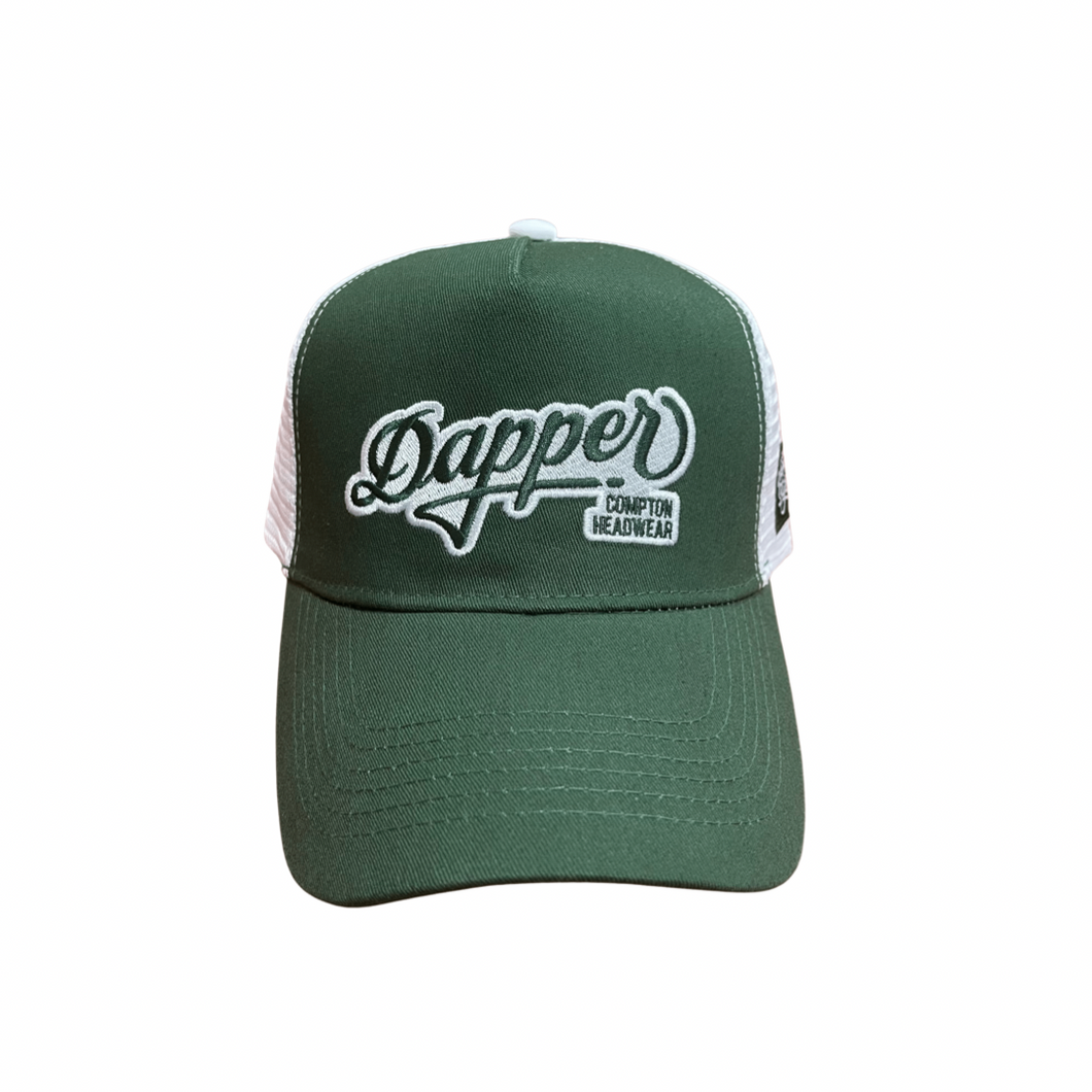 Dapper Trucker Hat (Green & White)