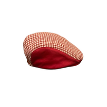 Load image into Gallery viewer, Crimson Red Houndstooth Newsboy Hat
