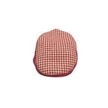 Load image into Gallery viewer, Crimson Red Houndstooth Newsboy Hat
