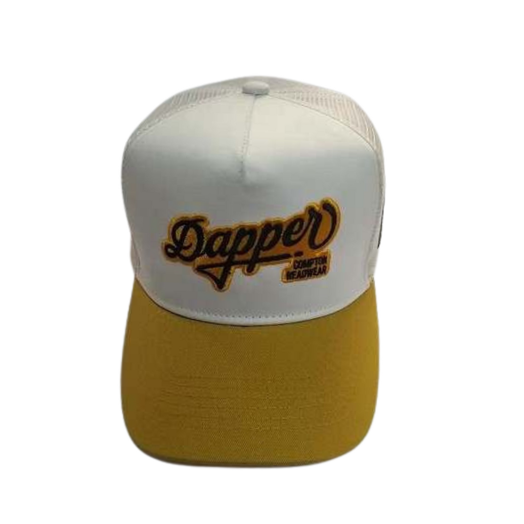 Chapeau de camionneur Dapper (blanc et or)