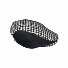 Load image into Gallery viewer, Black Houndstooth Newsboy Hat
